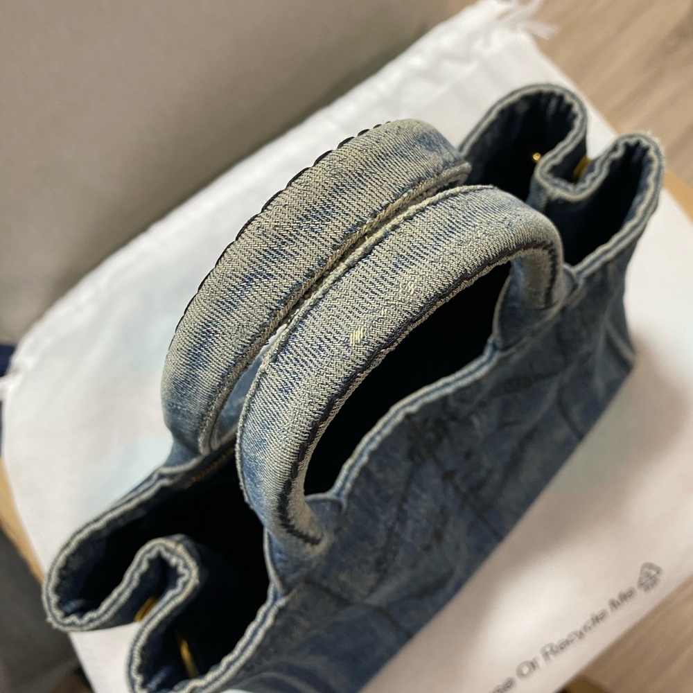 Prada Blue Denim Tote with Logo - Picture 7 of 13
